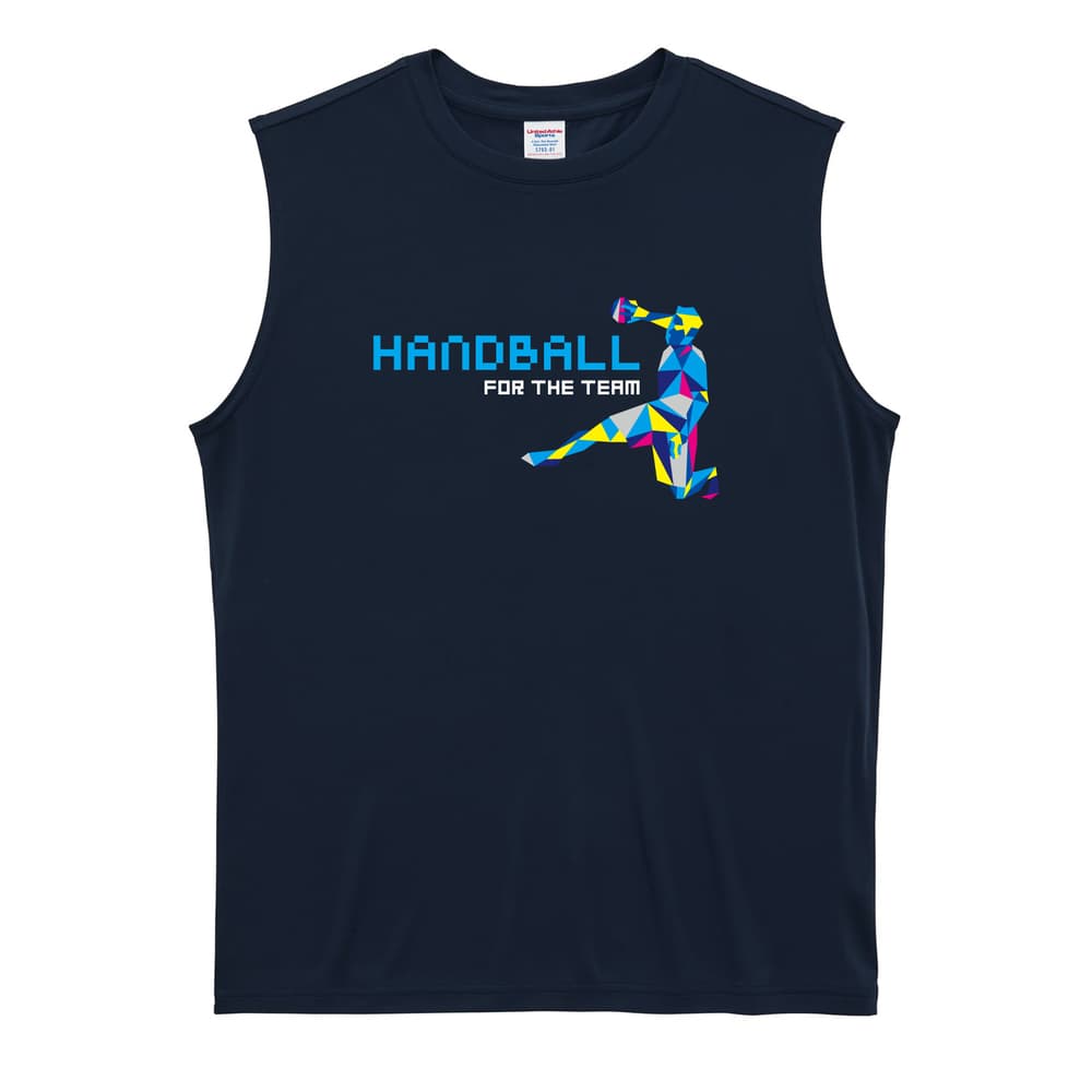ハンドボール ポリゴンスタイルなシルエットの HANDBALL リサイクルポリエステル ノースリーブシャツ