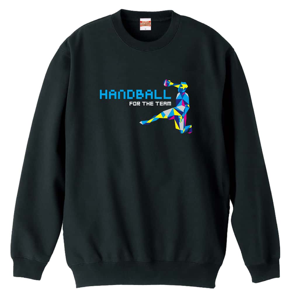 ハンドボール ポリゴンスタイルなシルエットの HANDBALL 裏パイルスウェットトレーナー