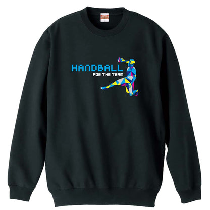 ハンドボール ポリゴンスタイルなシルエットの HANDBALL 裏パイルスウェットトレーナー