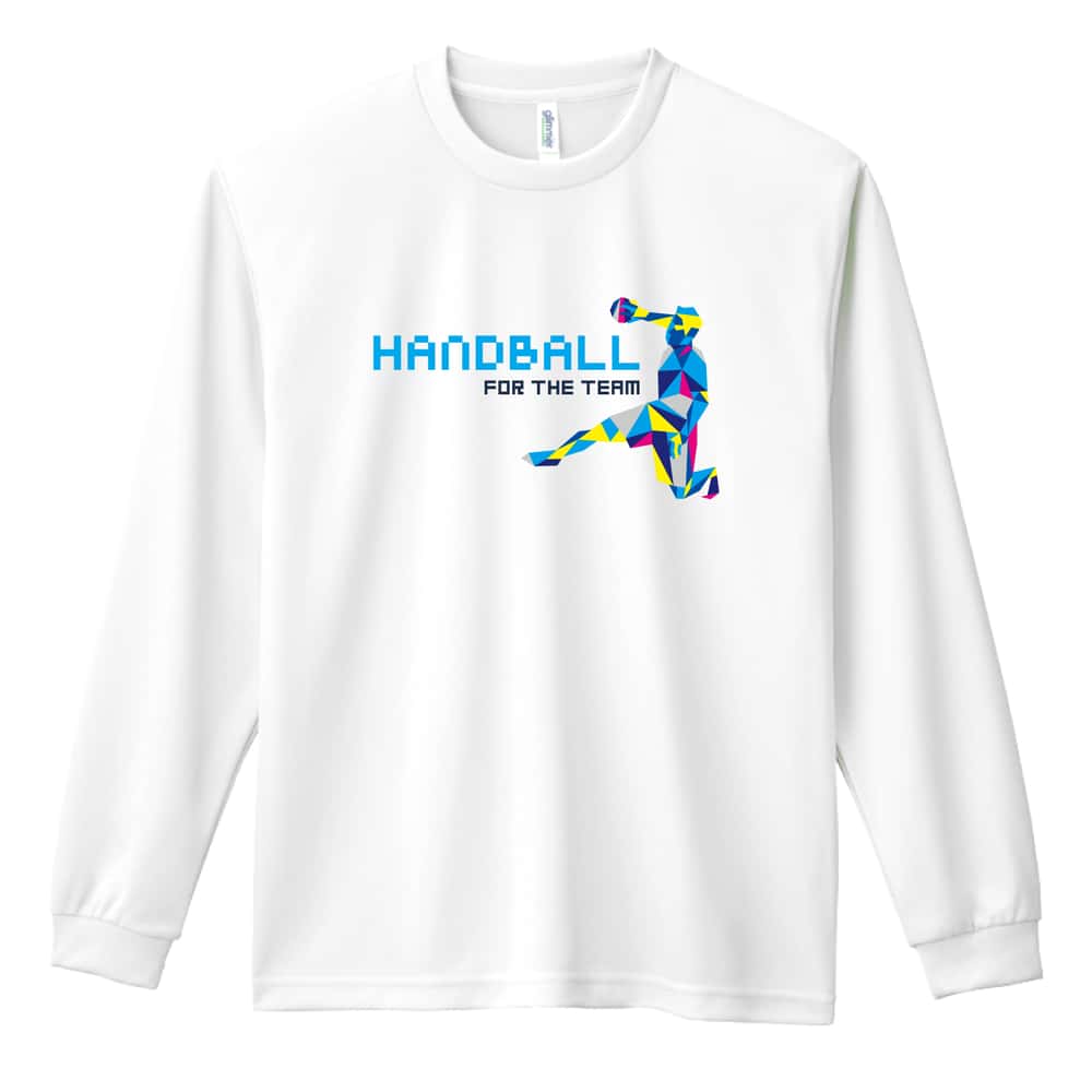 ハンドボール ポリゴンスタイルなシルエットの HANDBALL 吸水速乾ドライロングTシャツ