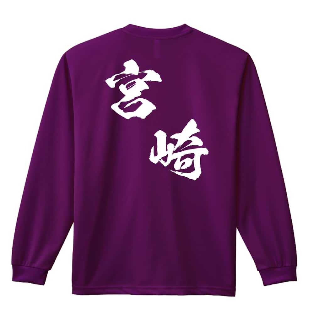 都道府県デザイン 宮崎 闘龍書体 斜め書き 吸水速乾ドライロングTシャツ