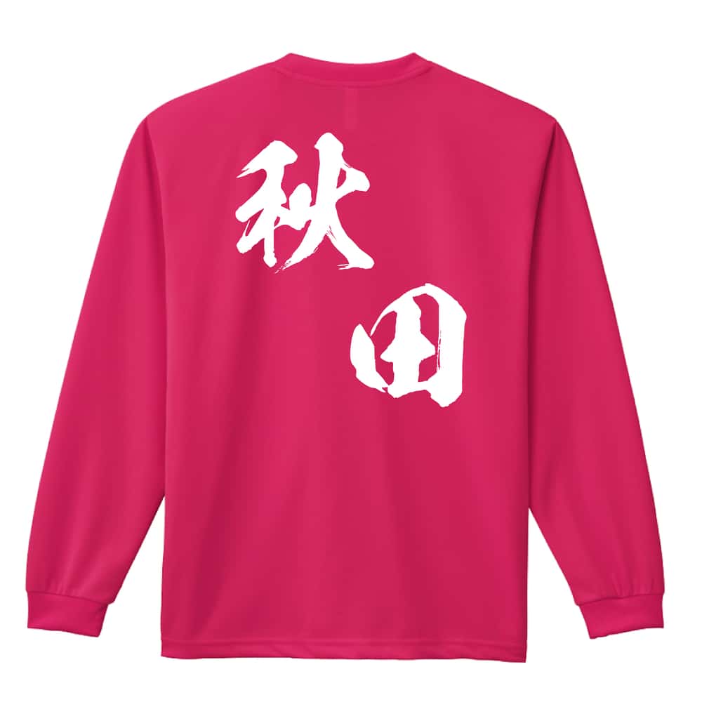 都道府県デザイン 秋田 闘龍書体 斜め書き 吸水速乾ドライロングTシャツ