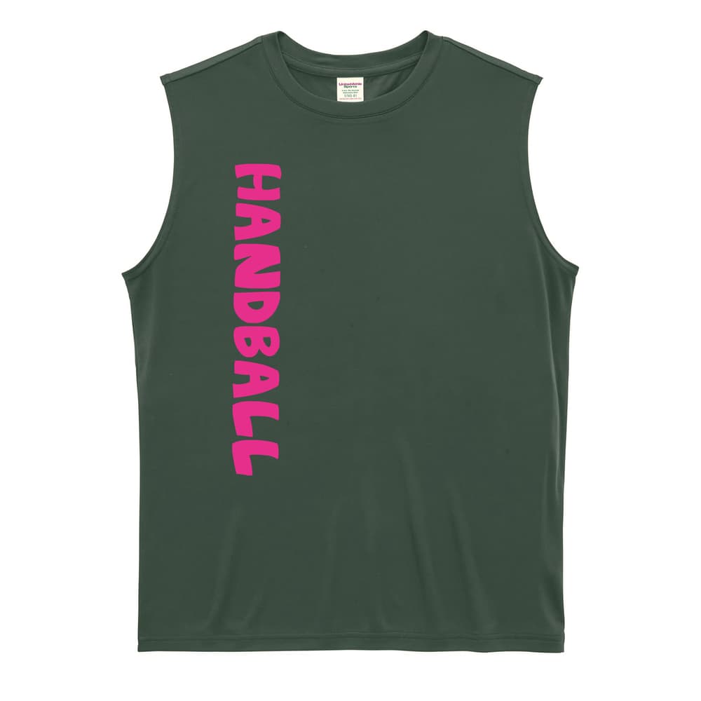 ハンドボール かわいい書体の HANDBALL リサイクルポリエステル ノースリーブシャツ