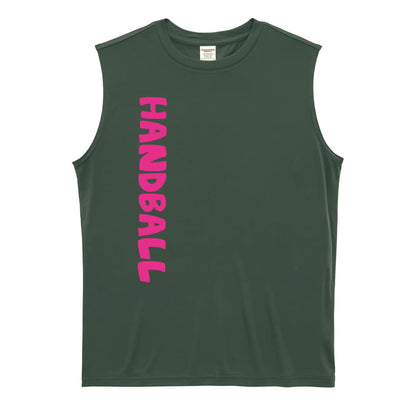 ハンドボール かわいい書体の HANDBALL リサイクルポリエステル ノースリーブシャツ