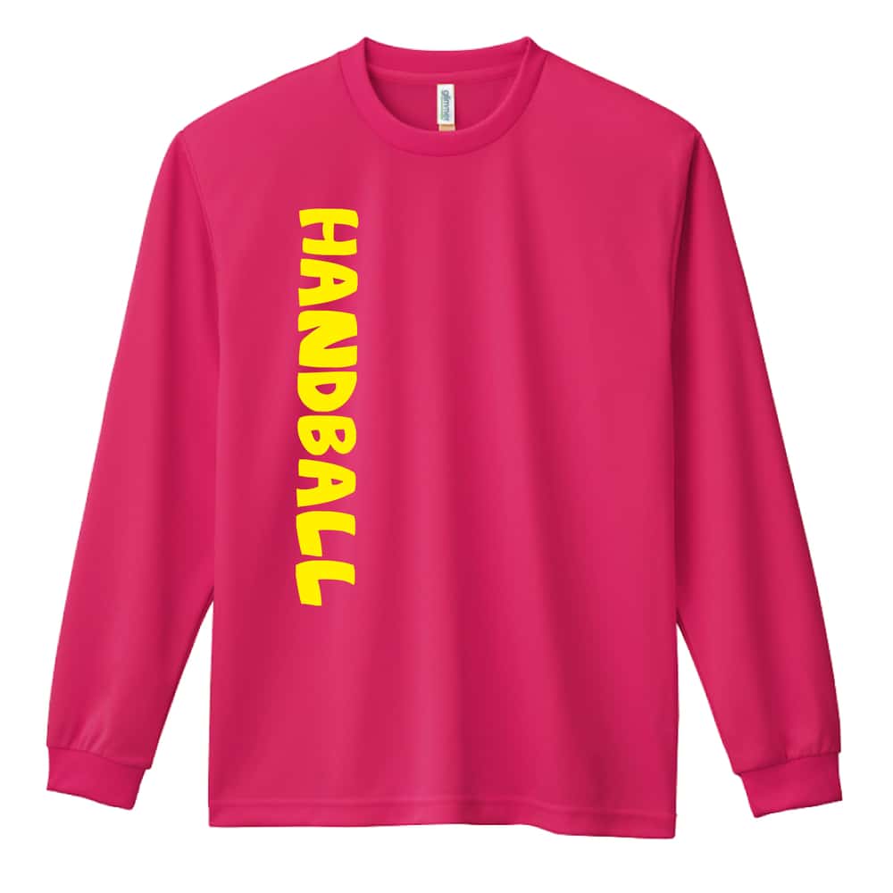 ハンドボール かわいい書体の HANDBALL 吸水速乾ドライロングTシャツ
