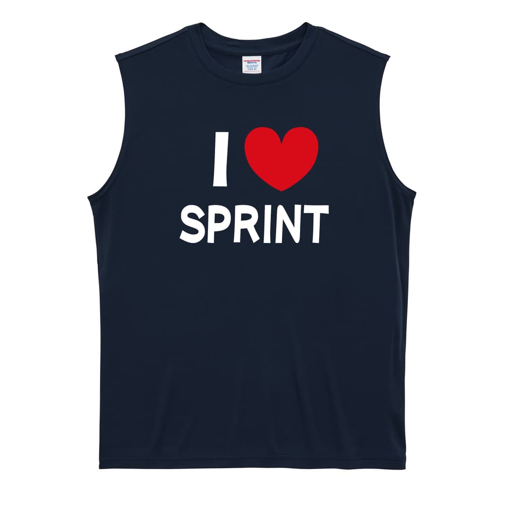 陸上競技 I LOVE SPRINT 短距離 リサイクルポリエステル ノースリーブシャツ