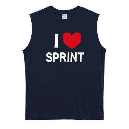 陸上競技 I LOVE SPRINT 短距離 リサイクルポリエステル ノースリーブシャツ