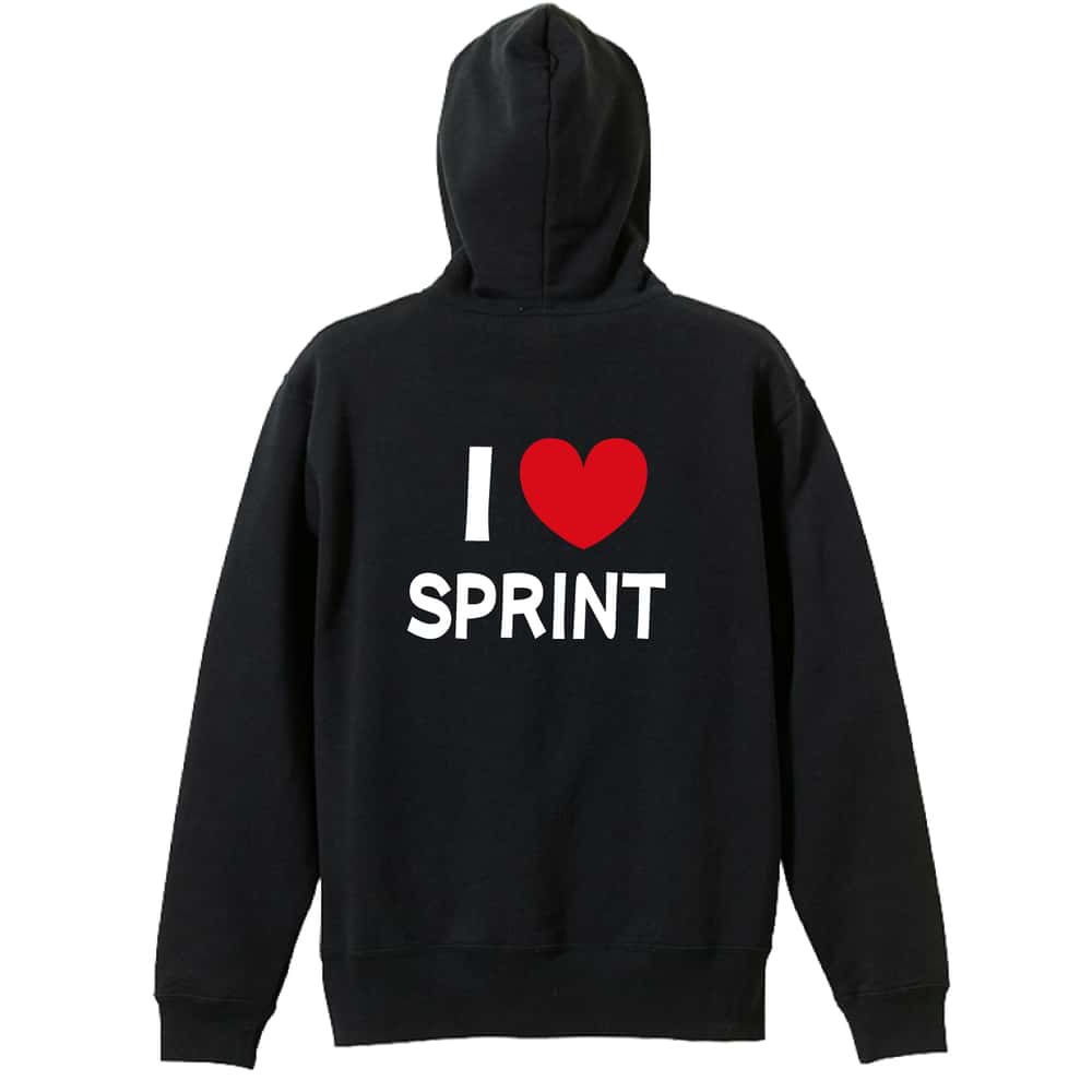 陸上競技 I LOVE SPRINT 短距離 裏パイルジップパーカー