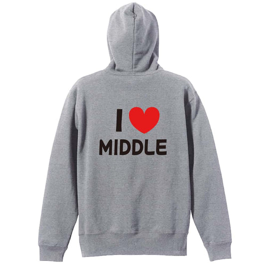 陸上競技 I LOVE MIDDLE 中距離 裏パイルジップパーカー