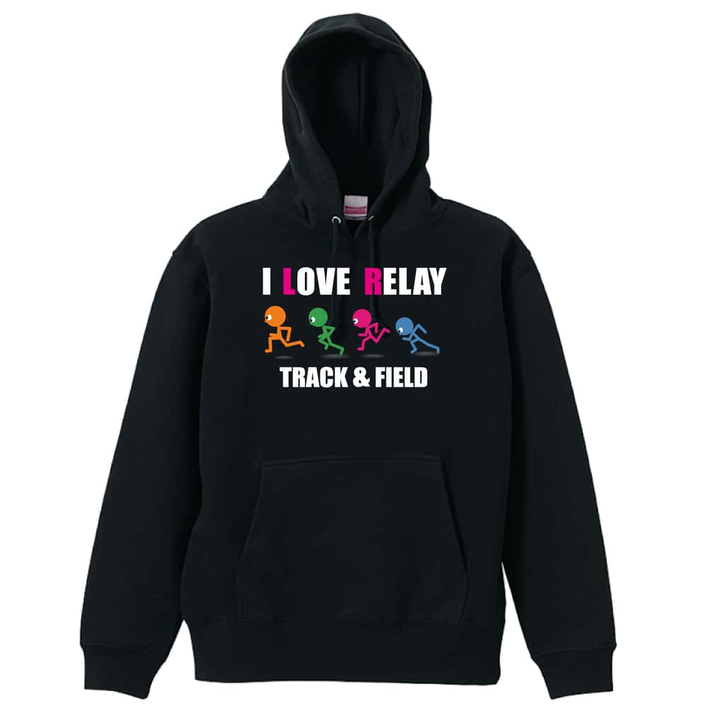 陸上競技 I LOVE RELAY リレー 裏パイルプルオーバーパーカー