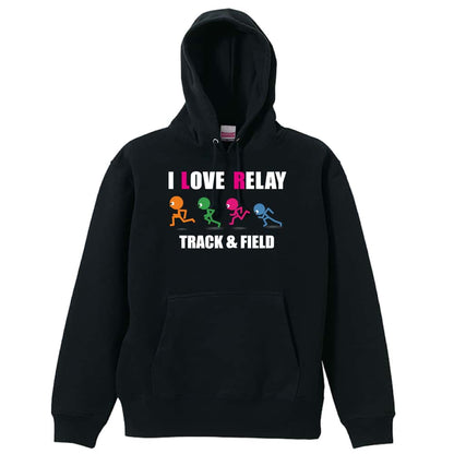 陸上競技 I LOVE RELAY リレー 裏パイルプルオーバーパーカー