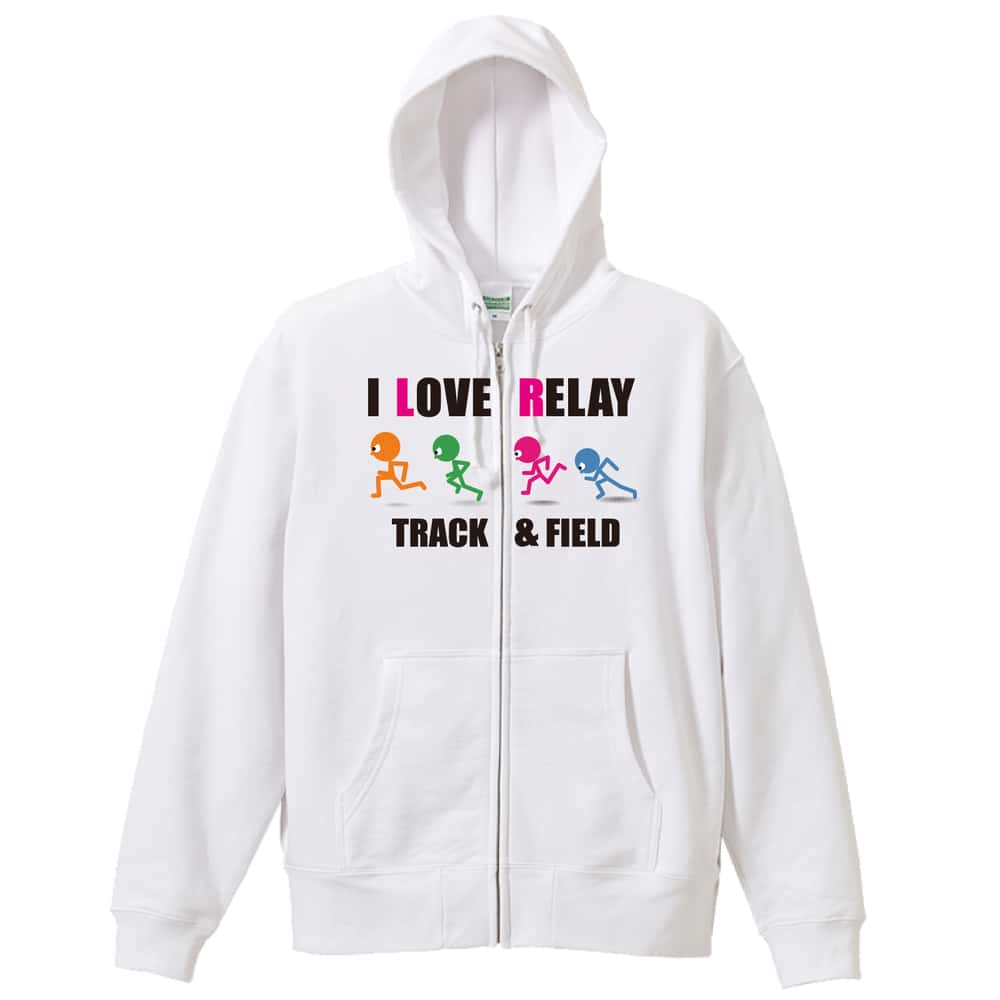 陸上競技 I LOVE RELAY リレー 裏パイルジップパーカー