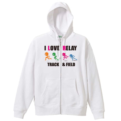 陸上競技 I LOVE RELAY リレー 裏パイルジップパーカー