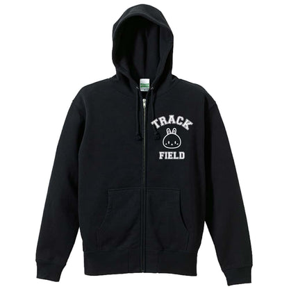 陸上競技 カレッジデザイン風 TRACK & FIELD 裏パイルジップパーカー
