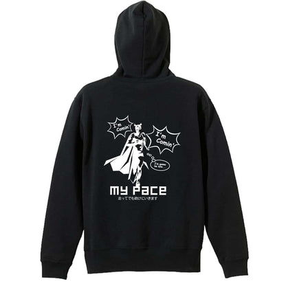 陸上競技 アメコミ風 I'm Comin' ラン編 裏パイルプルオーバーパーカー