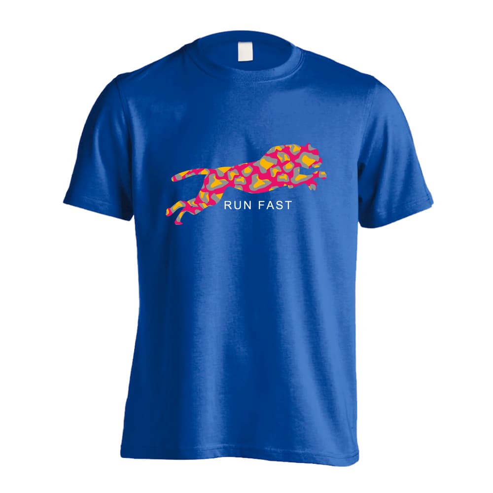 陸上競技 ヒョウ柄 RUN FAST 吸水速乾ドライTシャツ