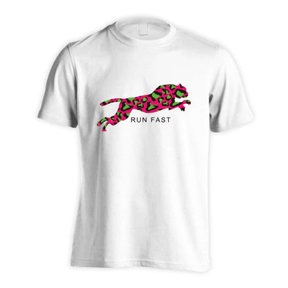 陸上競技 ヒョウ柄 RUN FAST 吸水速乾ドライTシャツ