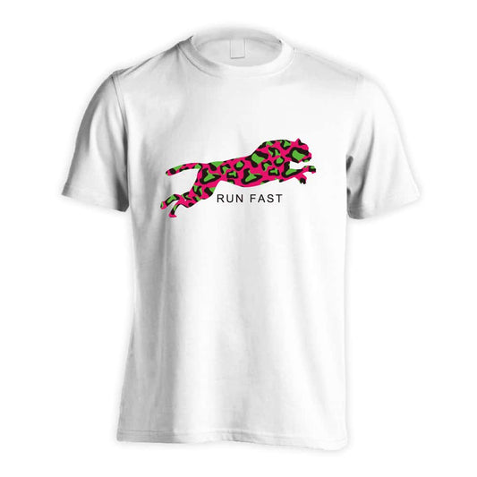 陸上競技 ヒョウ柄 RUN FAST 吸水速乾ドライTシャツ