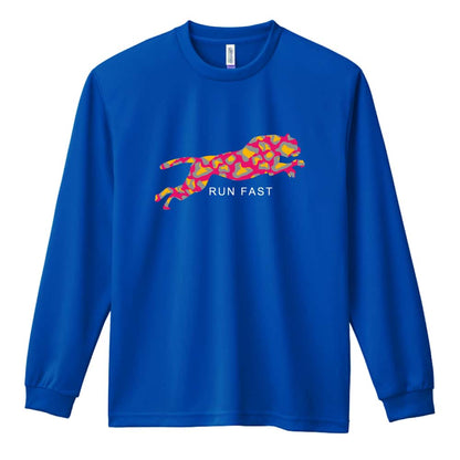 陸上競技 ヒョウ柄 RUN FAST 吸水速乾ドライロングTシャツ