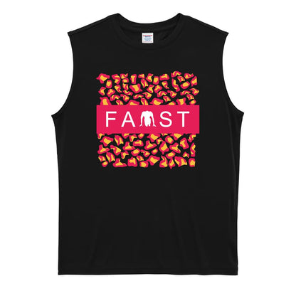 陸上競技 ヒョウ柄 FAST リサイクルポリエステル ノースリーブシャツ