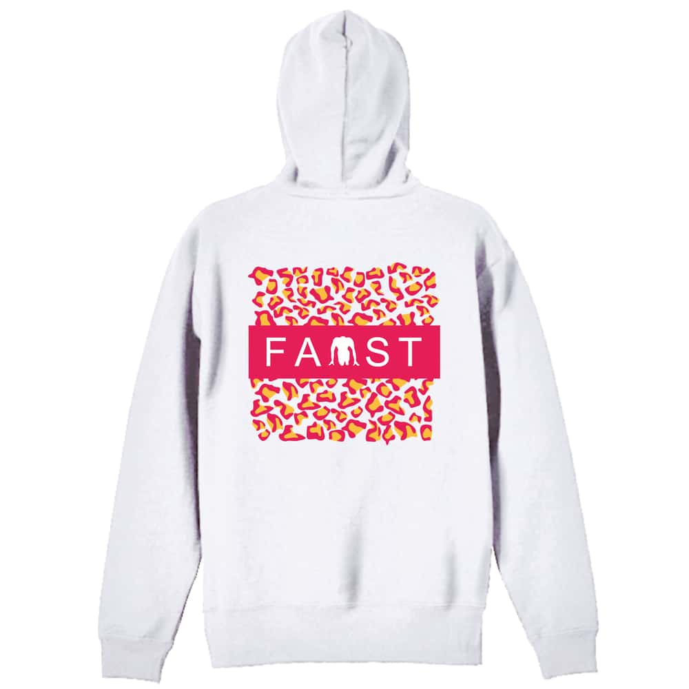 陸上競技 ヒョウ柄 FAST 裏パイルジップパーカー