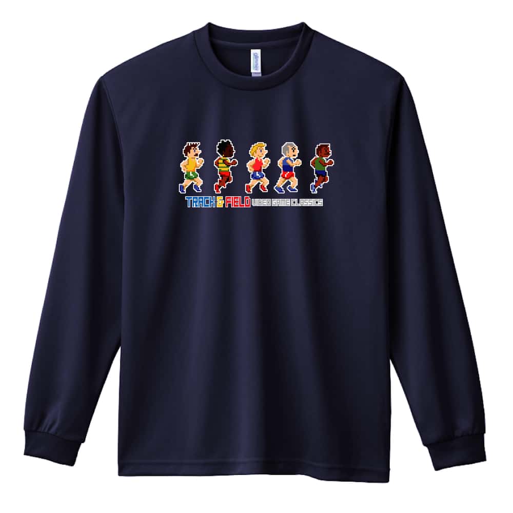 陸上競技 8-bit風 陸上ゲーム ラン編 吸水速乾ドライロングTシャツ