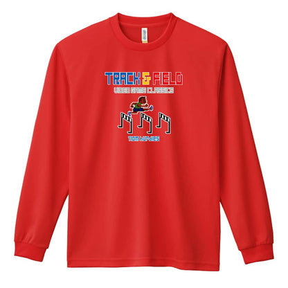 陸上競技 8-bit風 陸上ゲーム ハードル編 吸水速乾ドライロングTシャツ