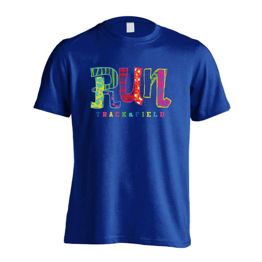 陸上競技 手描きパッチワーク風 RUN 吸水速乾ドライTシャツ