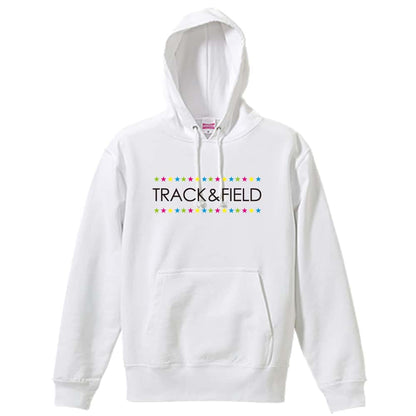 陸上競技 カラフルスターライン TRACK & FIELD 裏パイルプルオーバーパーカー