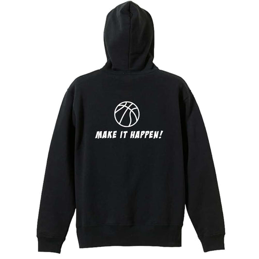 バスケットボール MAKE IT HAPPEN! 裏パイルジップパーカー