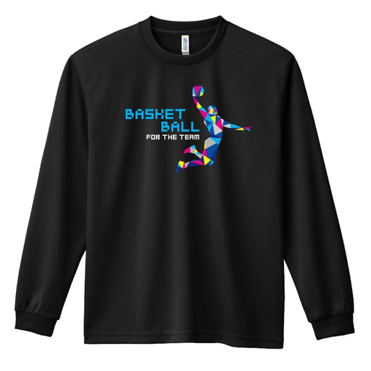 バスケットボール ポリゴンシルエットのバスケ 吸水速乾ドライロングTシャツ