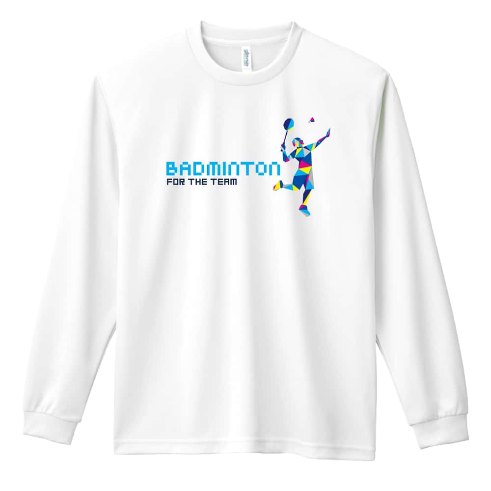 バドミントン ポリゴンシルエットのバドミントン 吸水速乾ドライロングTシャツ
