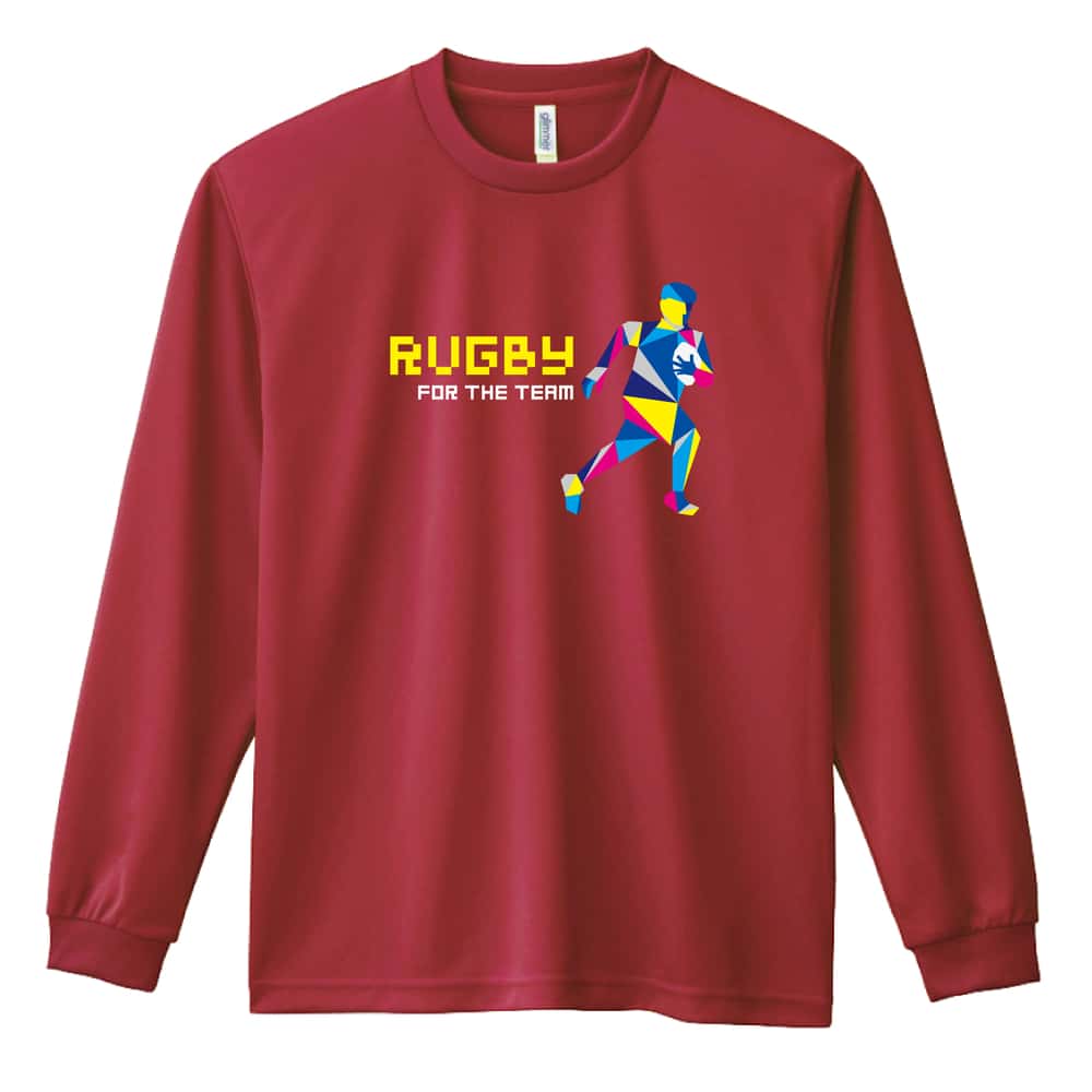 ラグビー ポリゴンシルエットのラグビー 吸水速乾ドライロングTシャツ