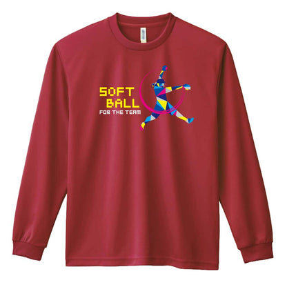 ソフトボール ポリゴンシルエットのソフトボール 吸水速乾ドライロングTシャツ