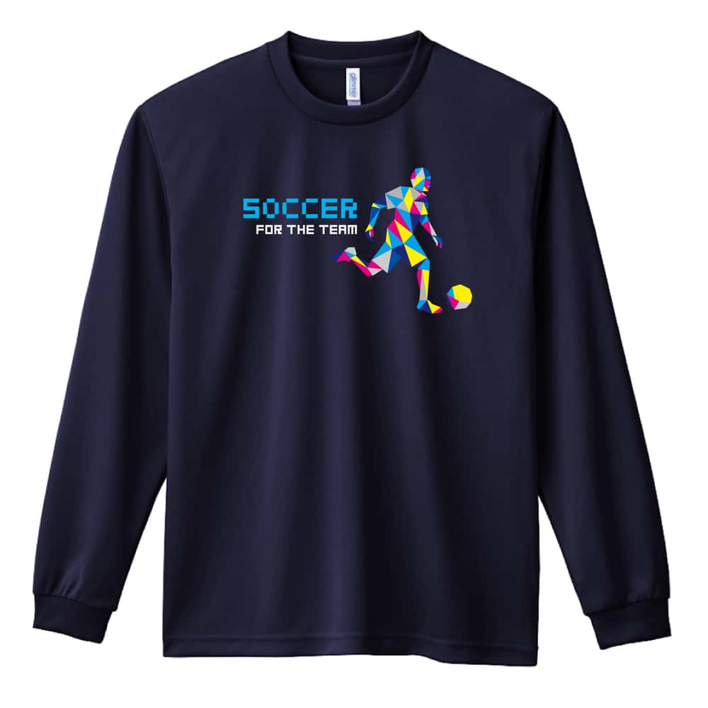 サッカー ポリゴンシルエットのサッカー 吸水速乾ドライロングTシャツ