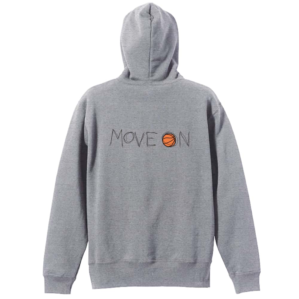 バスケットボール MOVE ON 進め 裏パイルジップパーカー