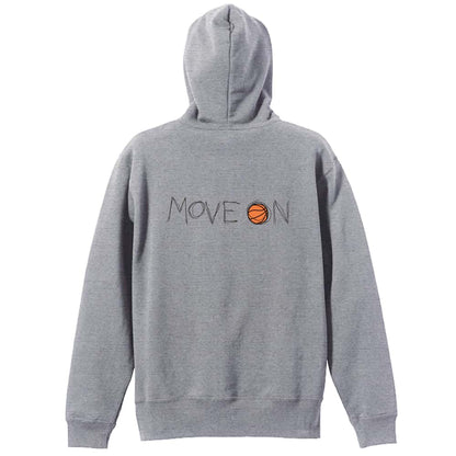 バスケットボール MOVE ON 進め 裏パイルジップパーカー