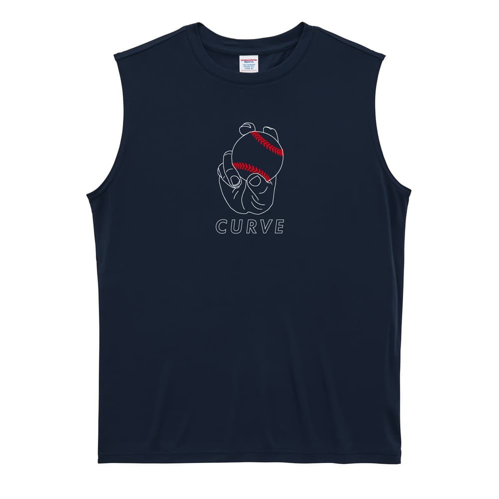 野球 ボールの握り方 変化球カーブ CURVE リサイクルポリエステル ノースリーブシャツ