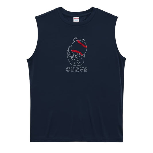 野球 ボールの握り方 変化球カーブ CURVE リサイクルポリエステル ノースリーブシャツ