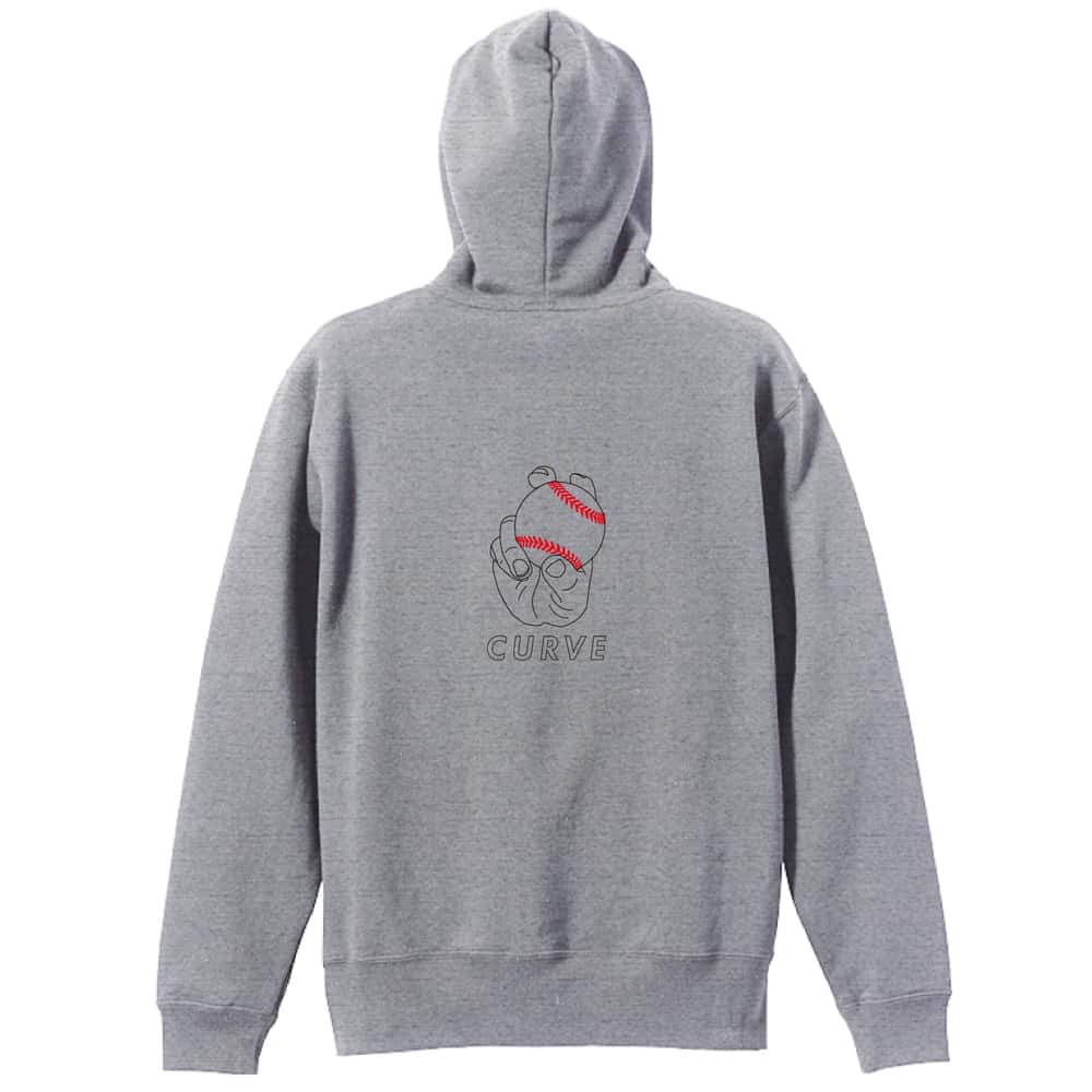 野球 ボールの握り方 変化球カーブ CURVE 裏パイルジップパーカー