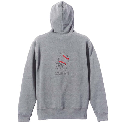 野球 ボールの握り方 変化球カーブ CURVE 裏パイルジップパーカー
