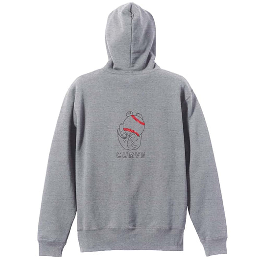 野球 ボールの握り方 変化球カーブ CURVE 裏パイルジップパーカー