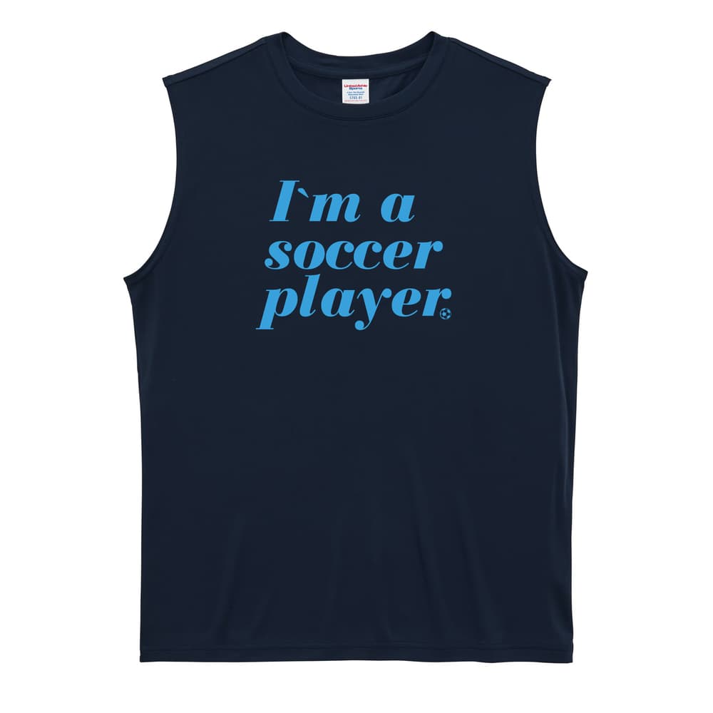 サッカー I'm a soccer player リサイクルポリエステル ノースリーブシャツ