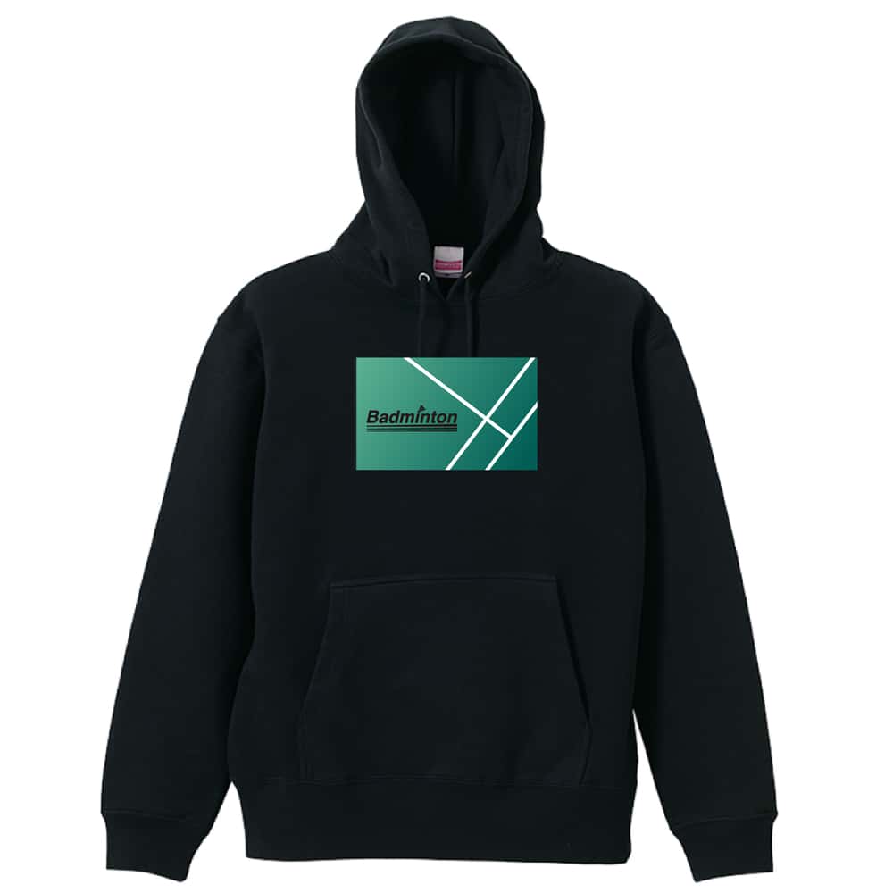 バドミントン Badminton コートデザイン 裏パイルプルオーバーパーカー