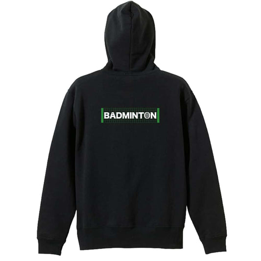 バドミントン バドミントンネットモチーフロゴ 裏パイルジップパーカー