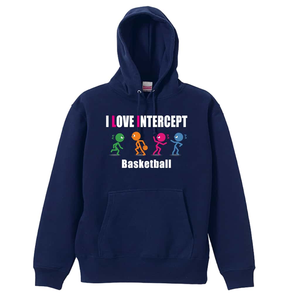 バスケットボール I LOVE INTERCEPT 裏パイルプルオーバーパーカー