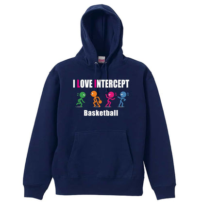 バスケットボール I LOVE INTERCEPT 裏パイルプルオーバーパーカー