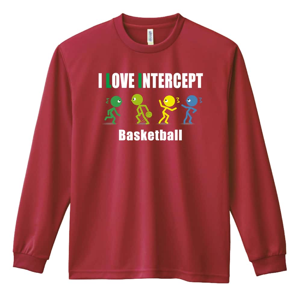 バスケットボール I LOVE INTERCEPT 吸水速乾ドライロングTシャツ