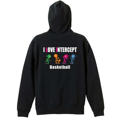 バスケットボール I LOVE INTERCEPT 裏パイルジップパーカー