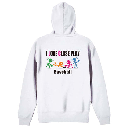 野球 I LOVE CLOSE PLAY 裏パイルジップパーカー